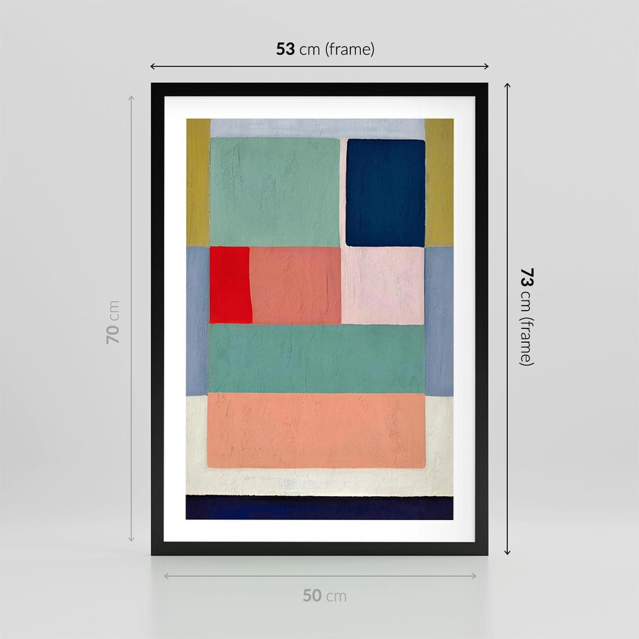 Plakat w ramie 50x70 - Bezgraniczne Nastroje Harmonii - abstrakcyjne geometryczne kształty, olejny obraz - rama czarna