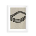 Plakat w ramie 30x40 - Kontury Ewolucji Materii - boho plakat, czarne kropki kreski - rama biała