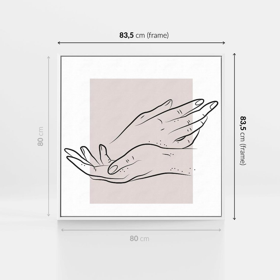 Obraz w ramie 80x80 - Wibracje Nieprzewidywalnych Form - bogo plakat, dłonie - rama biała