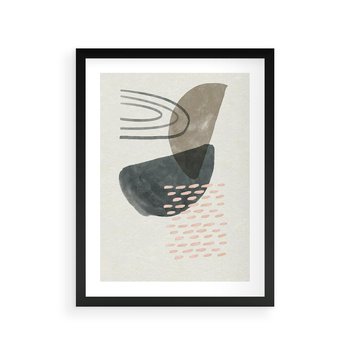 Plakat w ramie 40x50 - Geometria w Beżowych Odcieniach - abstrakcja, geometria - rama czarna