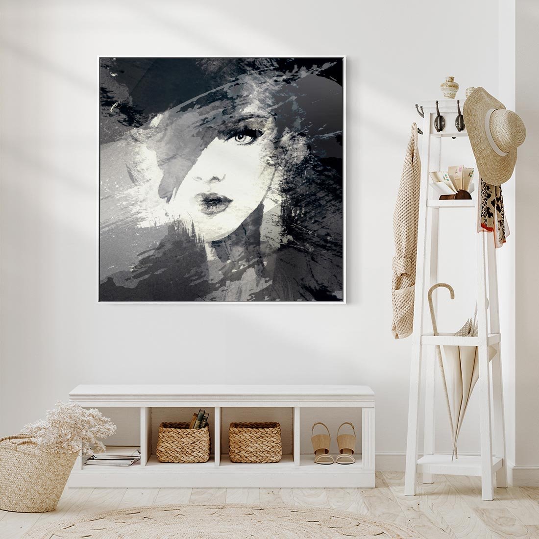 Obraz w ramie 50x50 - Abstrakcyjna wizja kobiety - abstrakcja, kobieta - rama biała