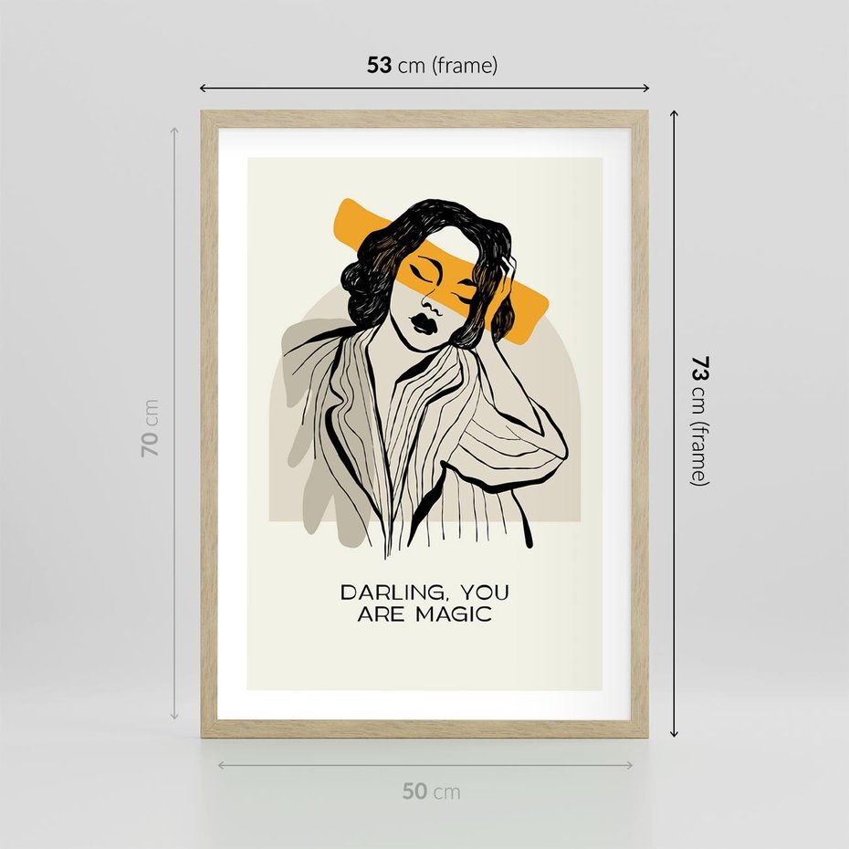 Plakat w ramie 50x70 - Sztuka Kobiecej Osobowości - nowoczesna grafika, kobieta - rama drewno