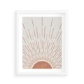 Plakat w ramie 40x50 - Słońce w Stylu Boho - słońce, grafika boho - rama biała