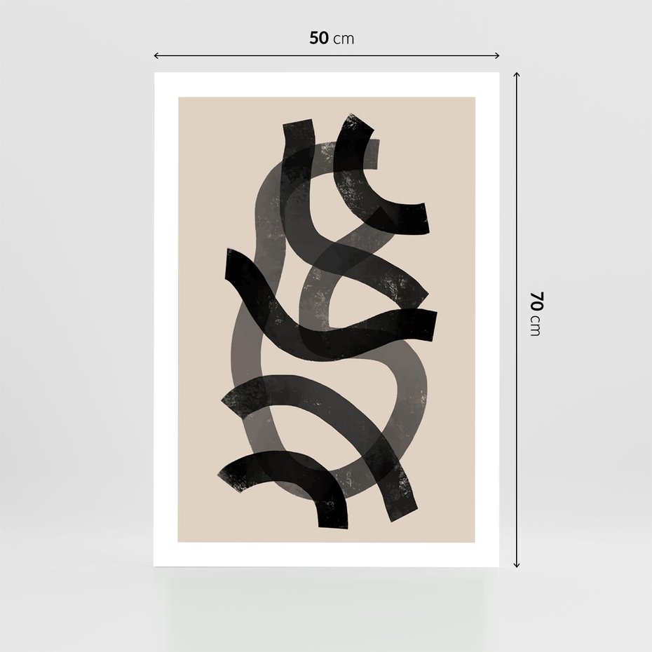 Plakat bez ramy 50x70 - Strukturalne Odbicia Innowacji - zaplątane minimalistyczne linie, na bezowym tle