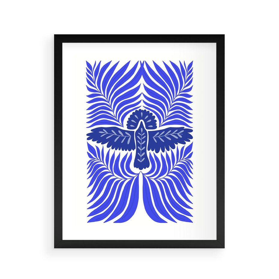 Plakat w ramie 40x50 - Etniczne Rekwizyty - etniczne roślinne wzory, granat - rama czarna