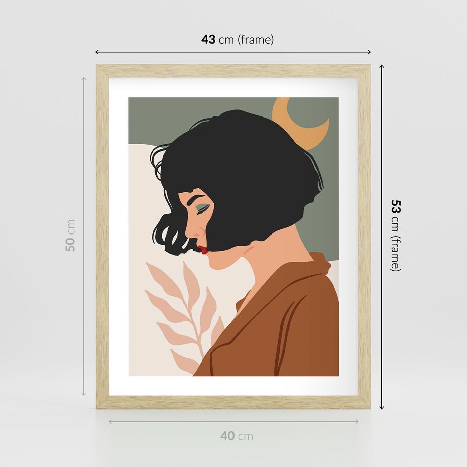 Plakat w ramie 40x50 - Kobieca Pasja - nowoczesny plakat, styl retro - rama drewno
