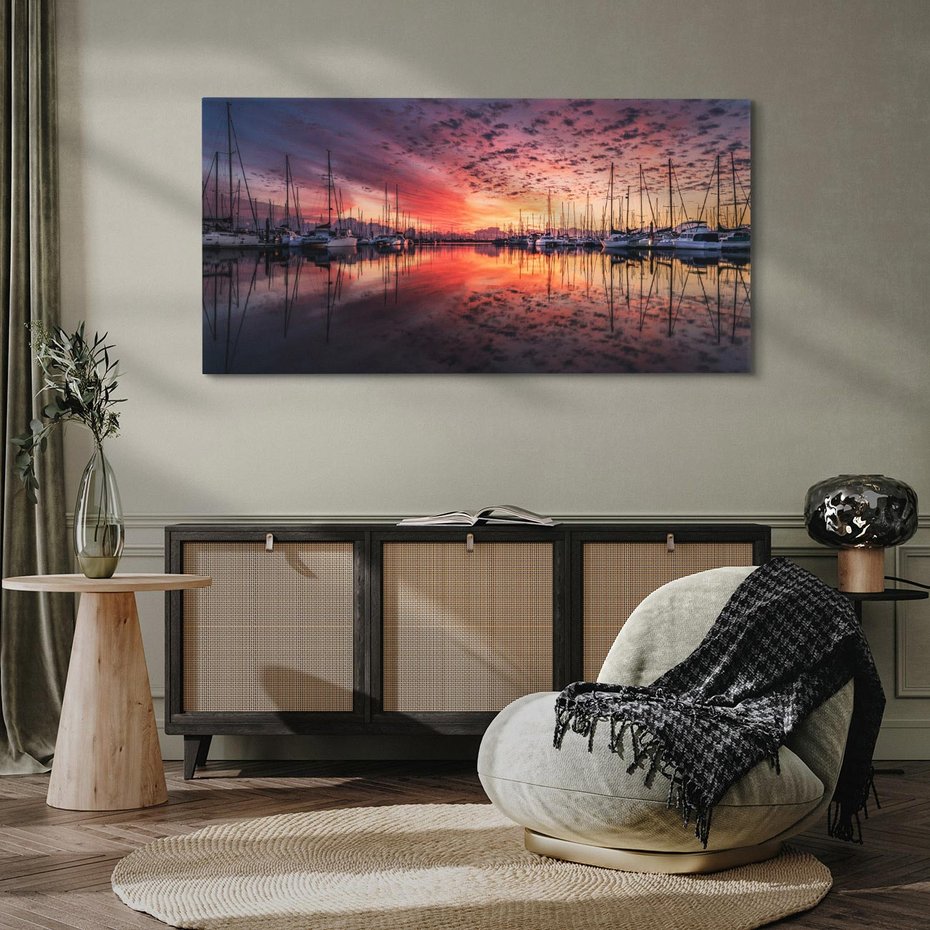 Obraz na płótnie 120x60 - Morze, fale i skały - zachód słońca,