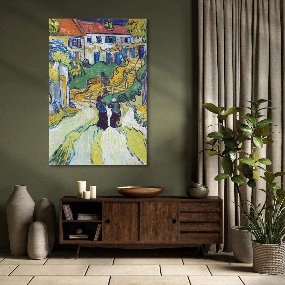 Obraz na płótnie 80x120 - "Schody w Auvers" (1890) Vincent van Gogh - Reprodukcja - reprodukcja, obraz na płótnie