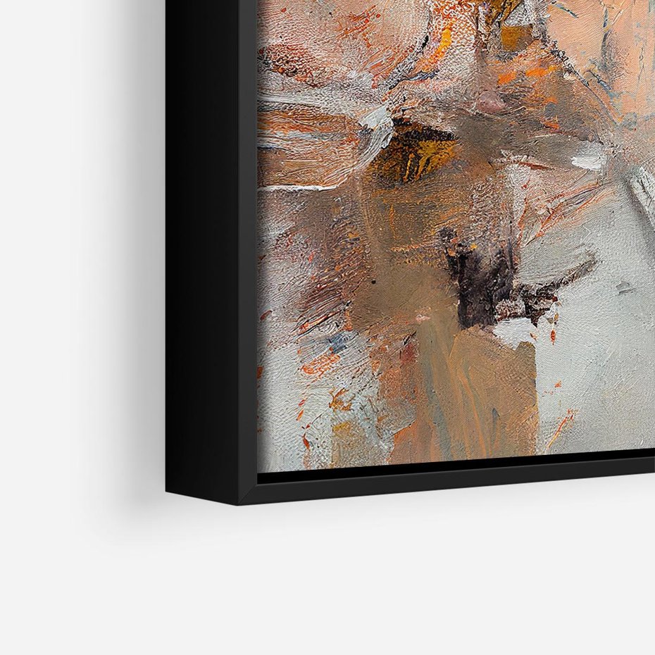 Obraz w ramie 50x50 - Taniec księżycowego pyłu - abstrakcja, tekstury farb - rama czarna