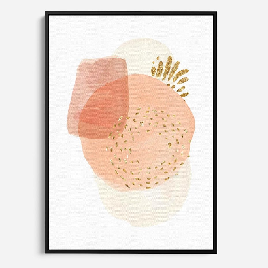 Obraz w ramie 70x100 - Migotliwe Kształty i Plamy - abstrakcyjne akwarelowe plamy, minimalizm - rama czarna