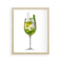 Plakat w ramie 40x50 - Limonkowy drink w letnim stylu - drink, limonka - rama drewno