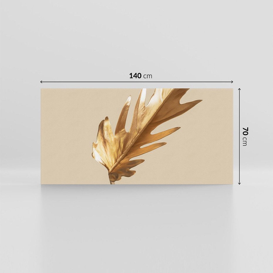 Obraz na płótnie 140x70 - Piękno w Detalu - złoty, liść