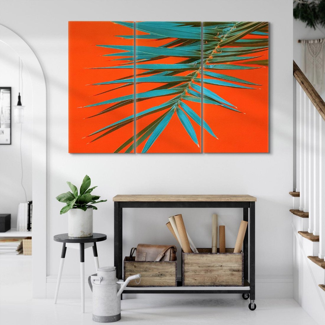 Obraz na płótnie 120x80 - Egzotyczny Urok - liście, palma