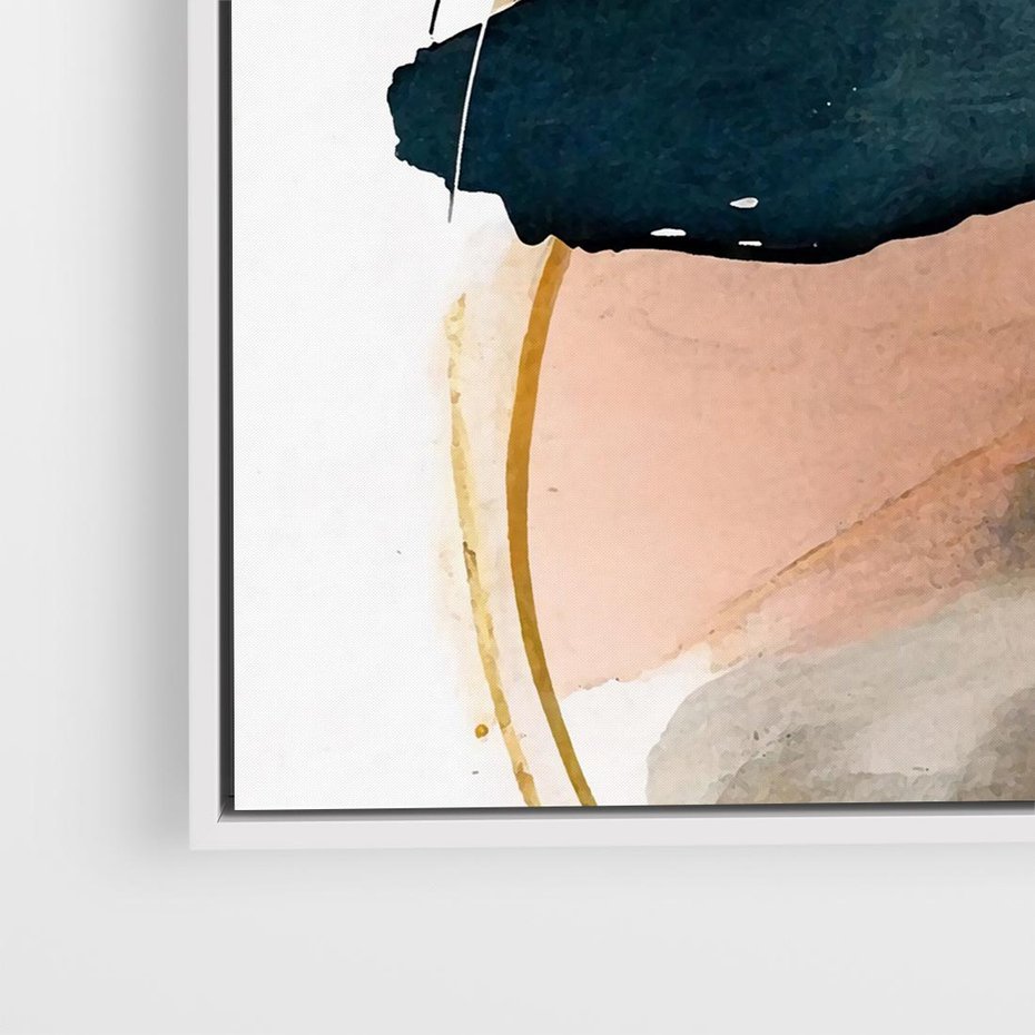 Obraz w ramie 80x80 - Migocące Impresje Przestrzeni - abstrakcyjny obraz, kolory ciepłe - rama biała