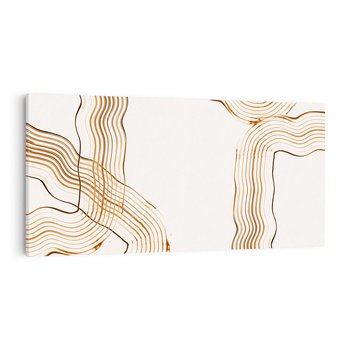 Obraz na płótnie 120x60 - Ścieżki pędzla i myśli - minimalistyczna kompozycja, abstrakcyjne brązowe linie na białym tle