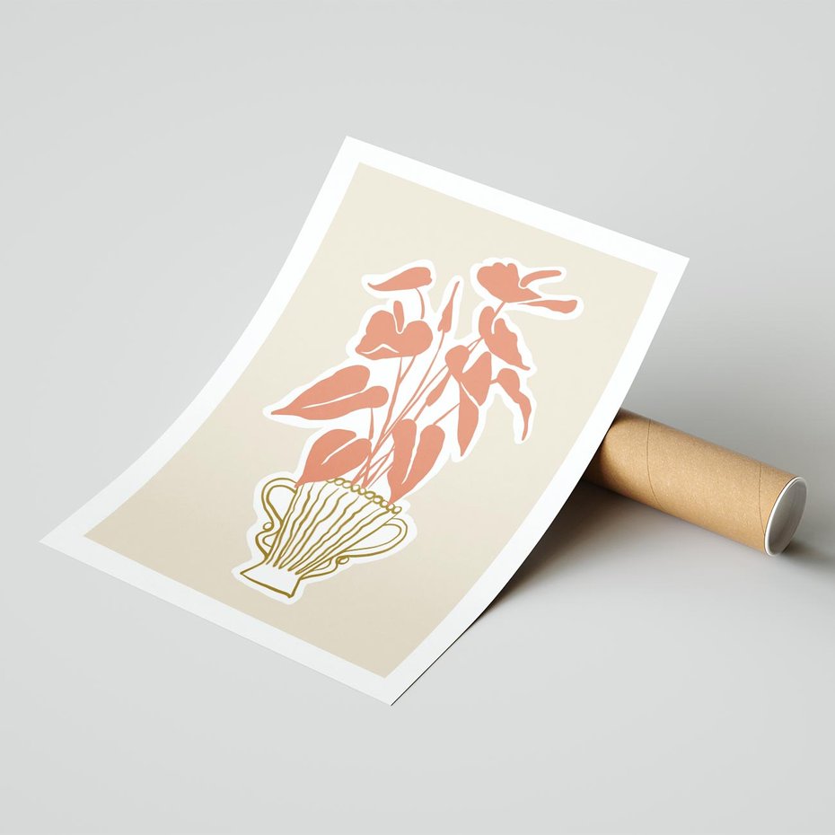 Plakat bez ramy 30x40 - Harmonijne Echa - abstrakcyjne kwiaty liście, elegancka kompozycja