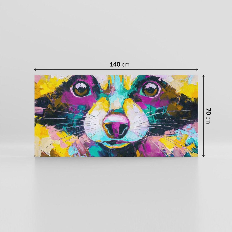 Obraz na płótnie 140x70 - Przebudzenie snu artysty - zbliżenie, kolorowy portret szopa pracza