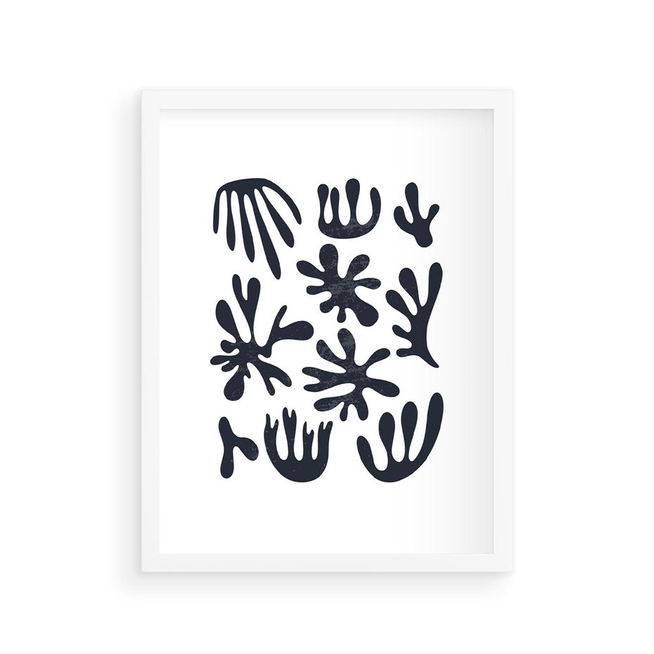Plakat w ramie 30x40 - Rozmyte Granice Wspomnień - inspiracja mattise, abstrakcja - rama biała