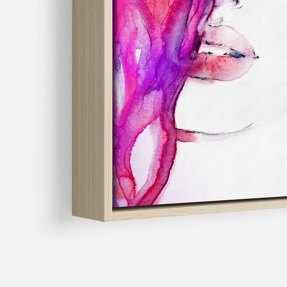 Obraz w ramie 50x50 - Kobieta Twarz Abstrakcja - kobieta, twarz - rama drewno
