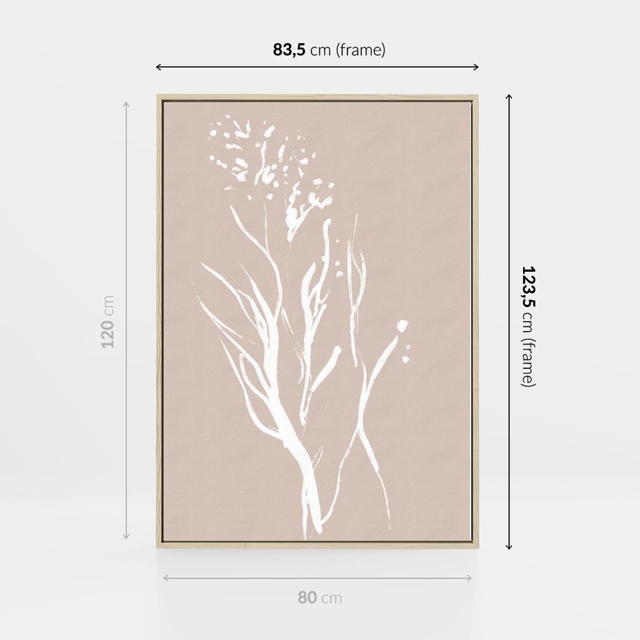 Obraz w ramie 80x120 - Impresje Pastelowych Nastrojów - minimalistyczny delikatny obraz, beżowe odcienie - rama drewno