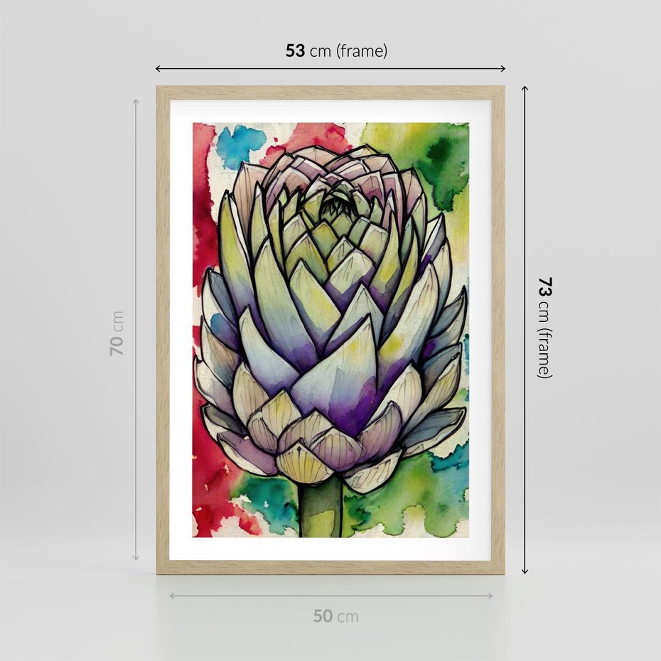 Plakat w ramie 50x70 - Zamknięte w Roślinie - abstrakcja, akwarela - rama drewno