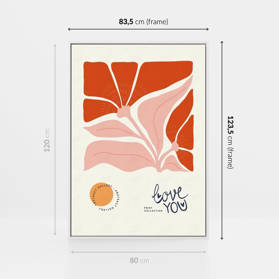 Obraz w ramie 80x120 - Miłość w Kwiatowym Sercu - kwiaty, miłość - rama biała