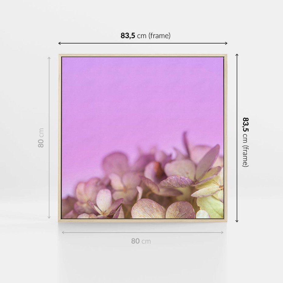Obraz w ramie 80x80 - Kwiatowa Uroda - kwiaty, hortensje - rama drewno