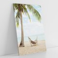 Obraz na płótnie 80x120 - Relaks na plaży - palma, hamak