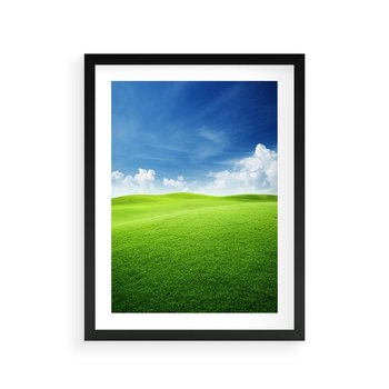 Plakat w ramie 30x40 - Łąka pod Niebem - łąka, niebo - rama czarna