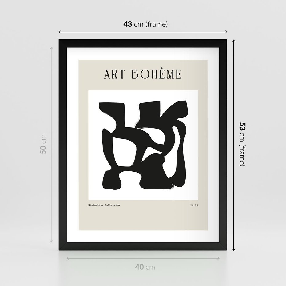 Plakat w ramie 40x50 - Boho Szepty - boho plakat, minimalizm - rama czarna