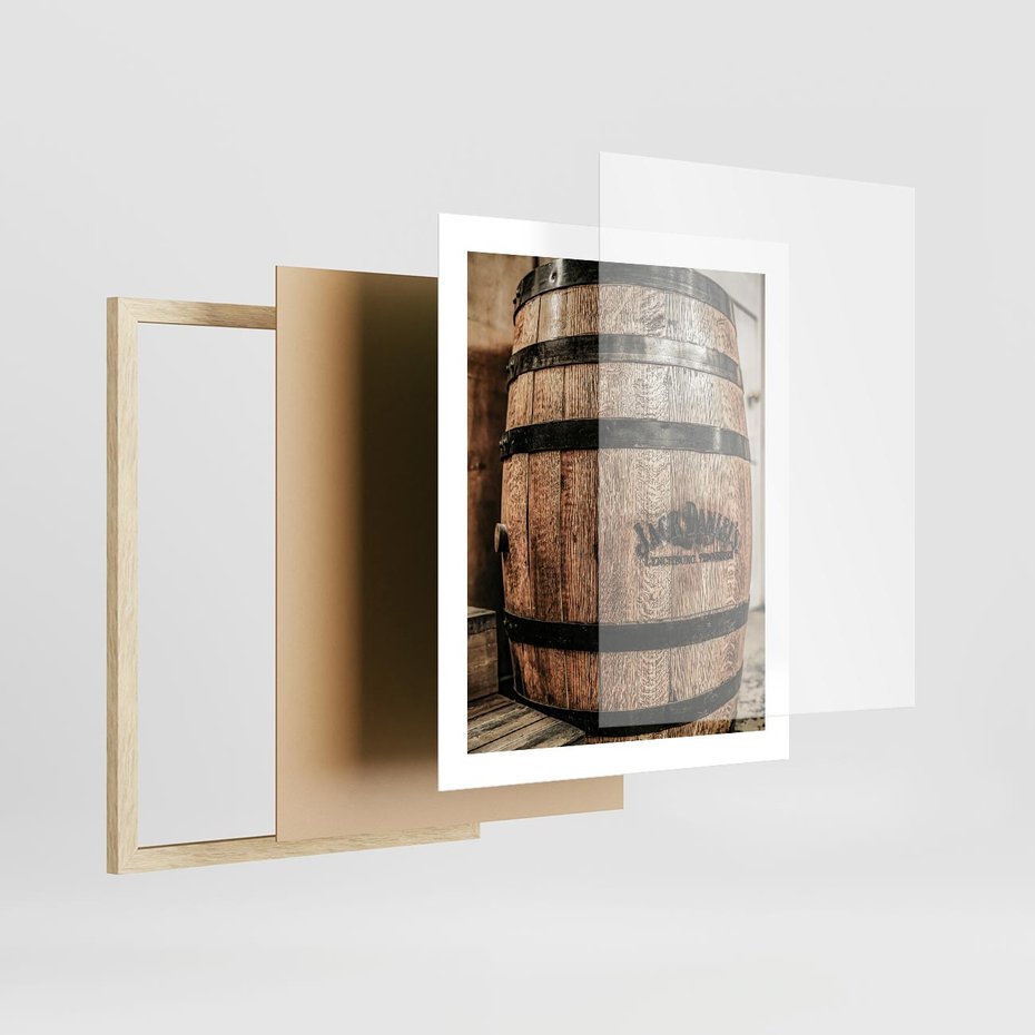 Plakat w ramie 40x50 - Rustykalna Whisky - beczka whiskey, jack daniel's - rama drewno