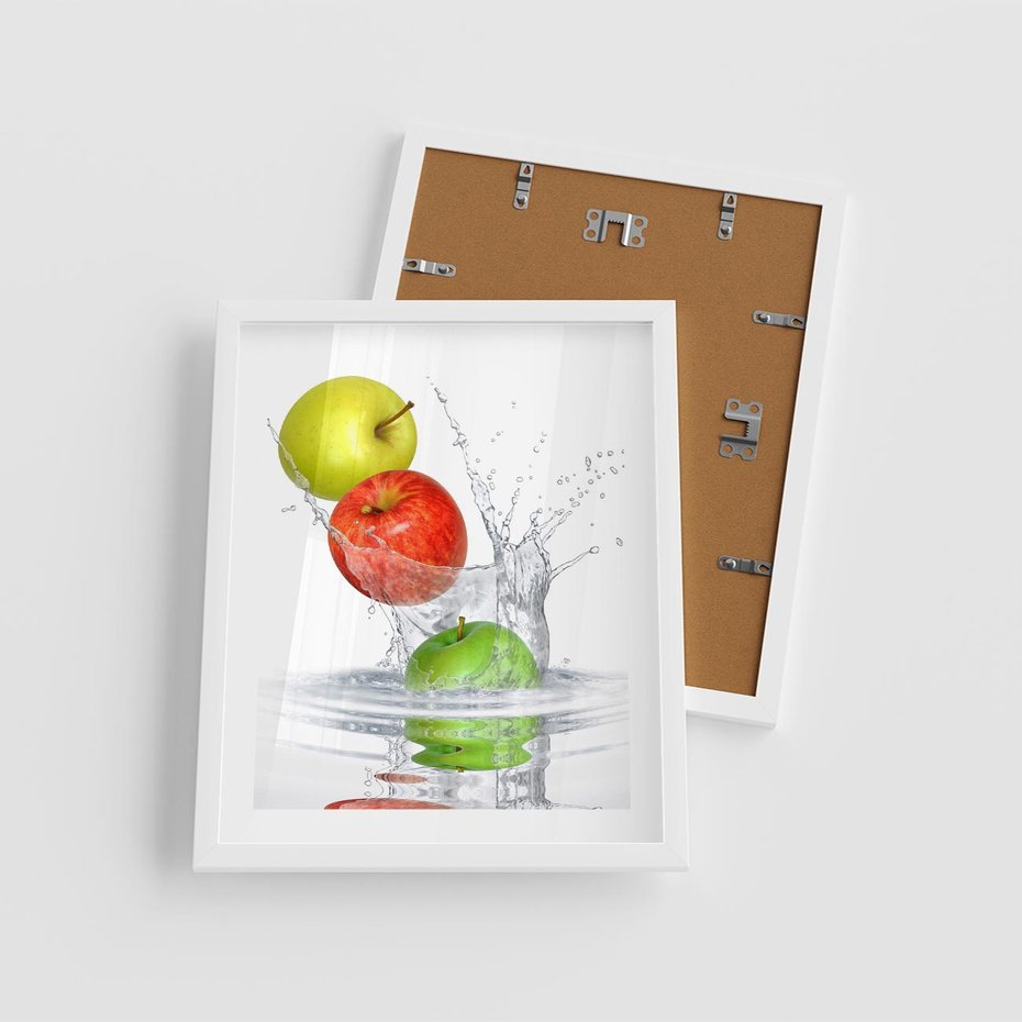 Plakat w ramie 40x50 - Jabłkowa Fantazja - owoce, jabłka - rama biała