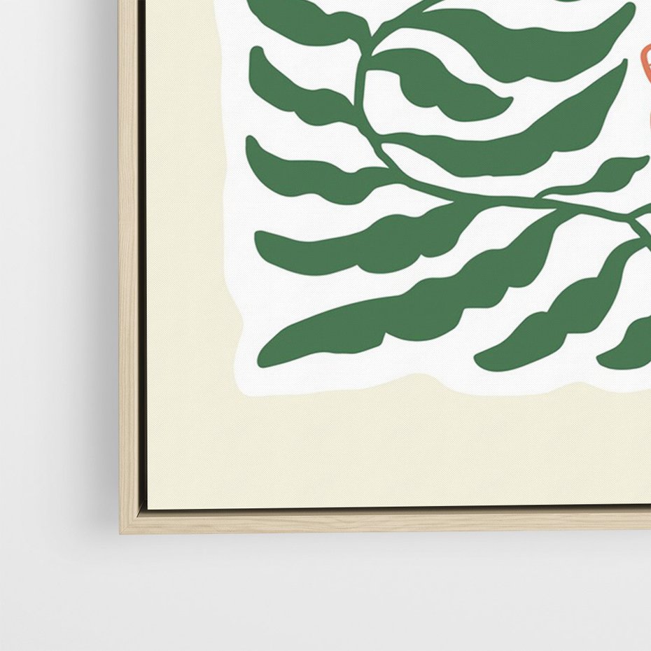 Obraz w ramie 70x100 - Migocące Wzory - abstrakcyjna kompozycja, paprocie - rama drewno