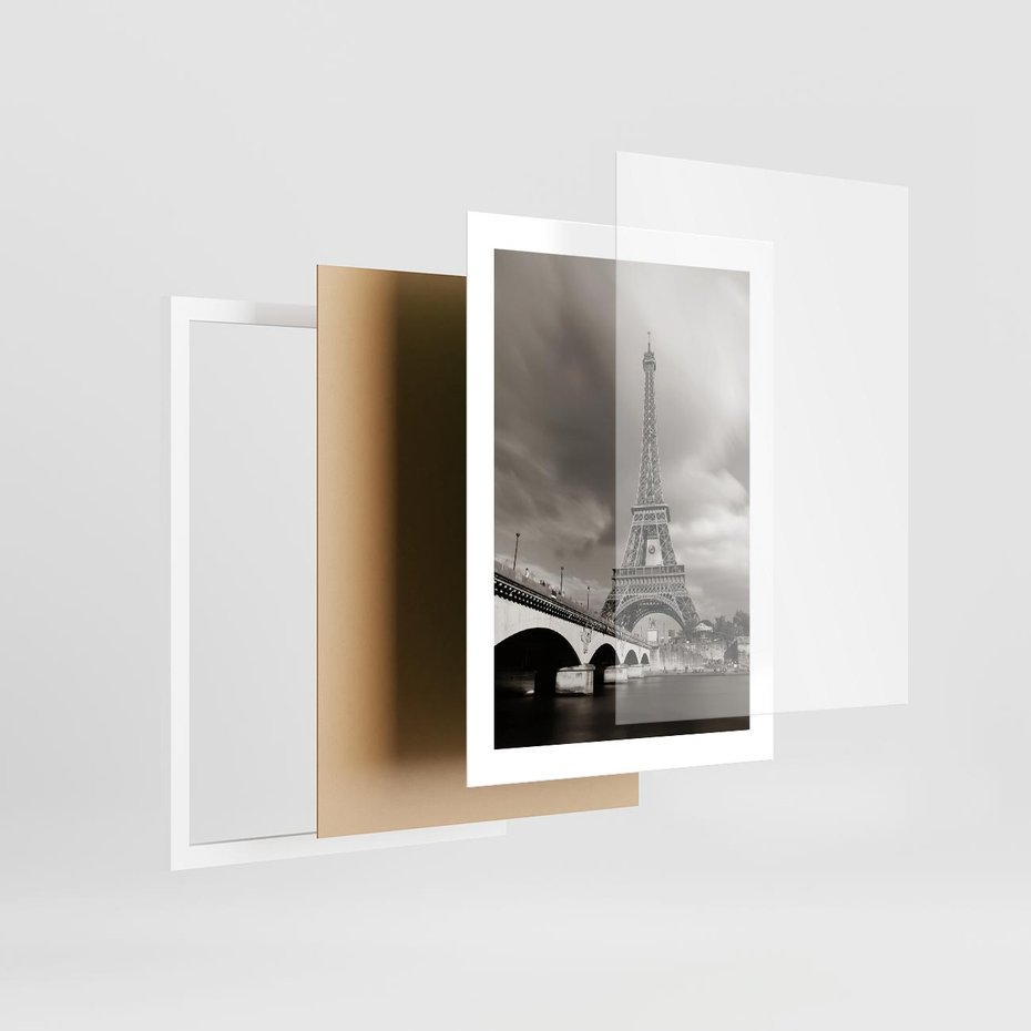 Plakat w ramie 30x40 - Mgiełka Eiffla - Paryż, Eiffla - rama biała