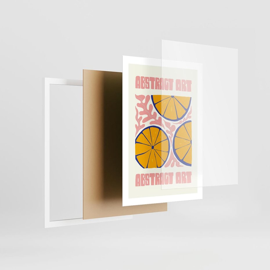 Plakat w ramie 50x70 - Podróżne Wizje - typografia, cytryny - rama biała