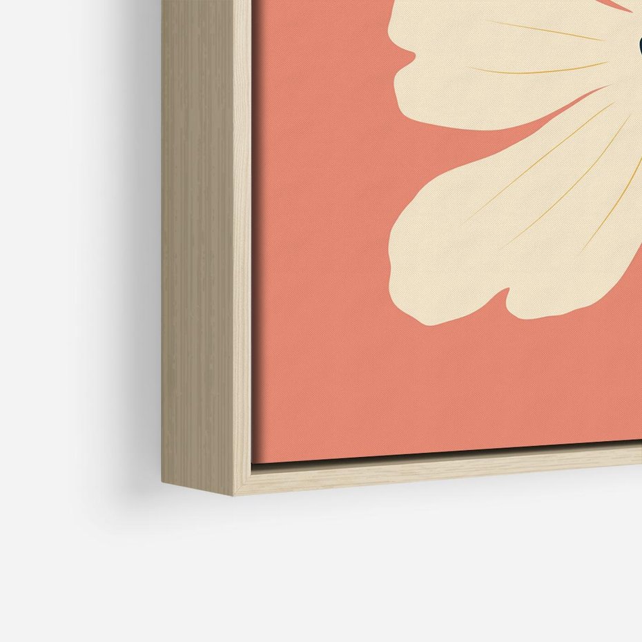 Obraz w ramie 80x80 - Malowane Kolorowe Echa - minimalistyczna grafika, biały kwiat na różowym tle - rama drewno