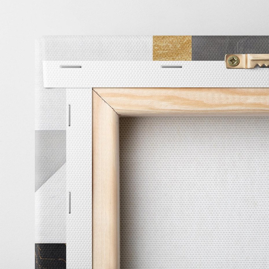 Obraz na płótnie 30x30 - Marmur w Geometrycznych Kształtach - geometryczne linie, złoto i szarość