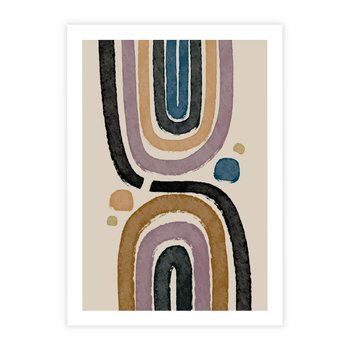 Plakat bez ramy 30x40 - Taniec Przenikających Kształtów - abstrakcyjne tęcze, kompozycja