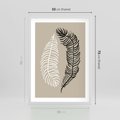 Plakat w ramie 50x70 - Spleciona Harmonia - sztuka nowoczesna, białe i czarne pióro - rama biała