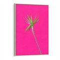 Obraz w ramie 80x120 - Retro Stylizacja - palma, liście - rama drewno