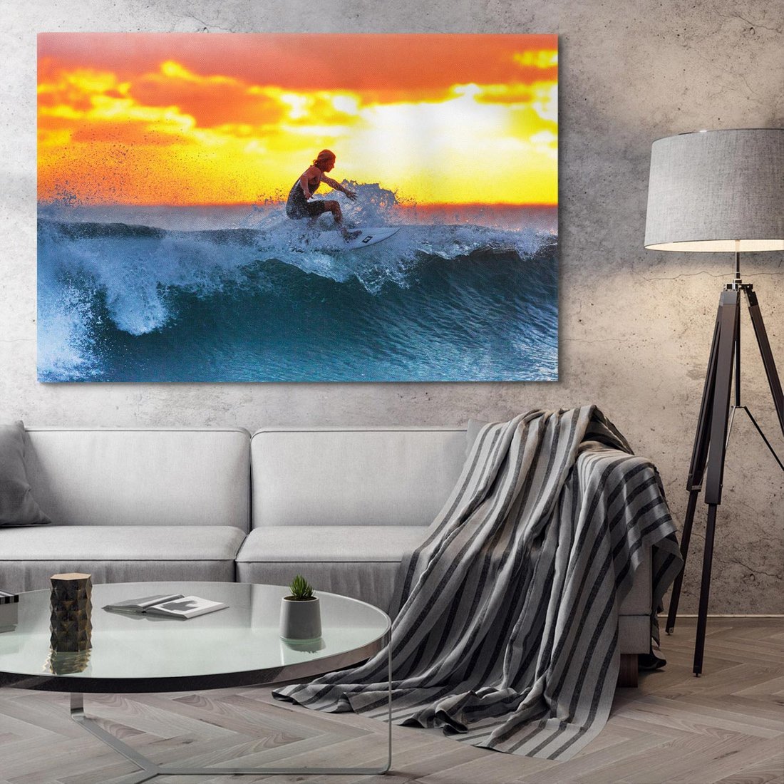 Obraz na płótnie 120x80 - Surfer na falach morza: Spotkanie z wolnością - surfer, surfing