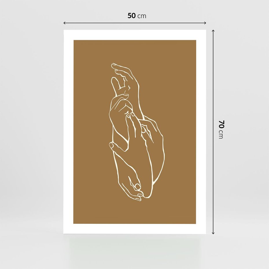 Plakat bez ramy 50x70 - Splecione Dłonie - szkic, minimalizm