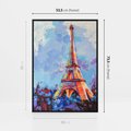 Obraz w ramie 50x70 - Paryska Wieża - olejny abstrakcyjny obraz, wieża eiffla - rama czarna