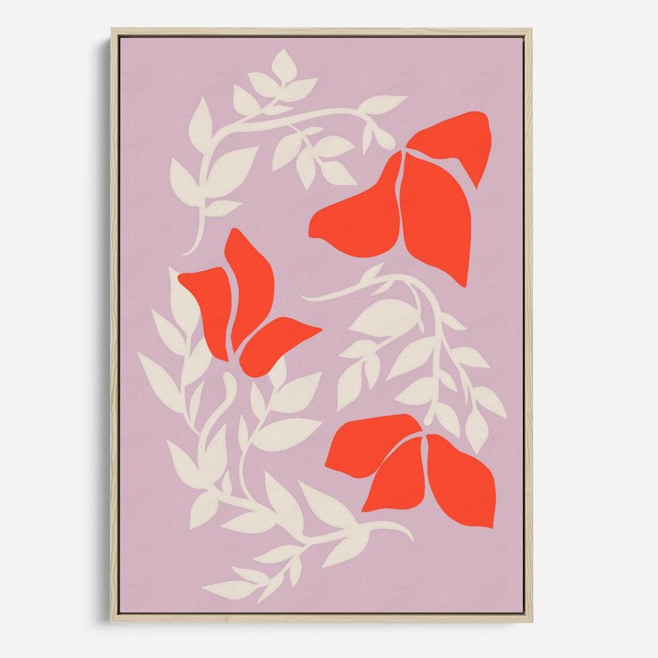 Obraz w ramie 50x70 - Kwiatowa Kreatywność - nowoczesny plakat, roślinne motywy - rama drewno