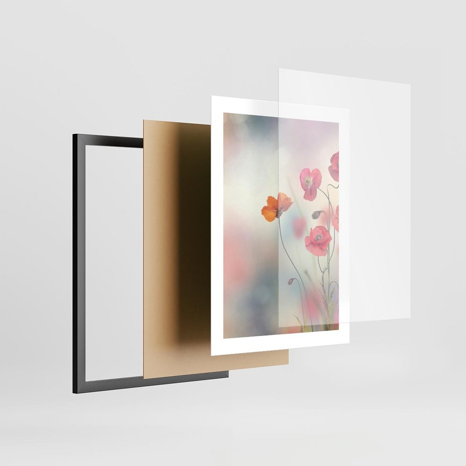 Plakat w ramie 30x40 - Urok natury - kwiaty, akwarela - rama czarna