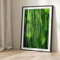 Plakat w ramie 50x70 - Bambusowy urok zielonej harmonii - bambus, zieleń - rama czarna