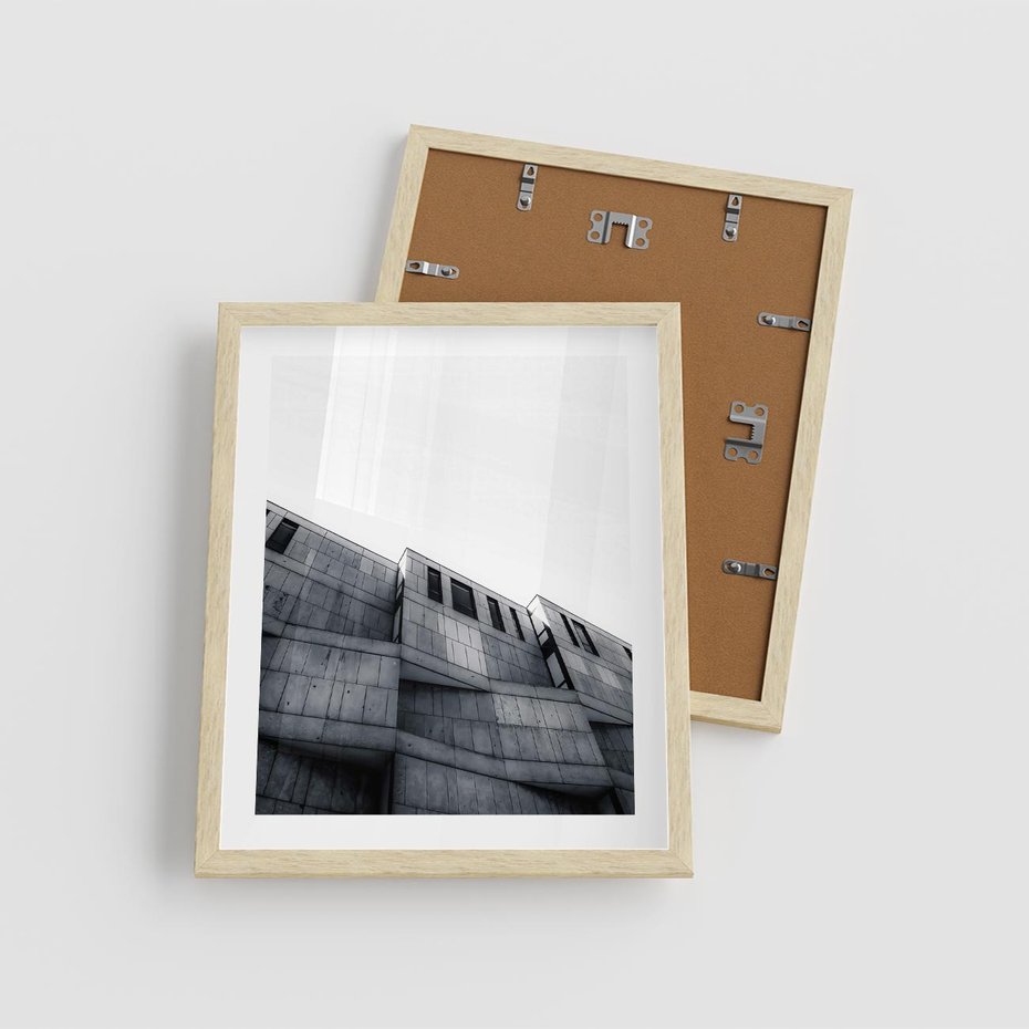 Plakat w ramie 40x50 - Surowa Elegancja Architektury - architektura, surowe formy - rama drewno