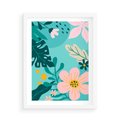 Plakat w ramie 50x70 - Kwiatowy Impuls - pastelowa kompozycja, kwiaty - rama biała