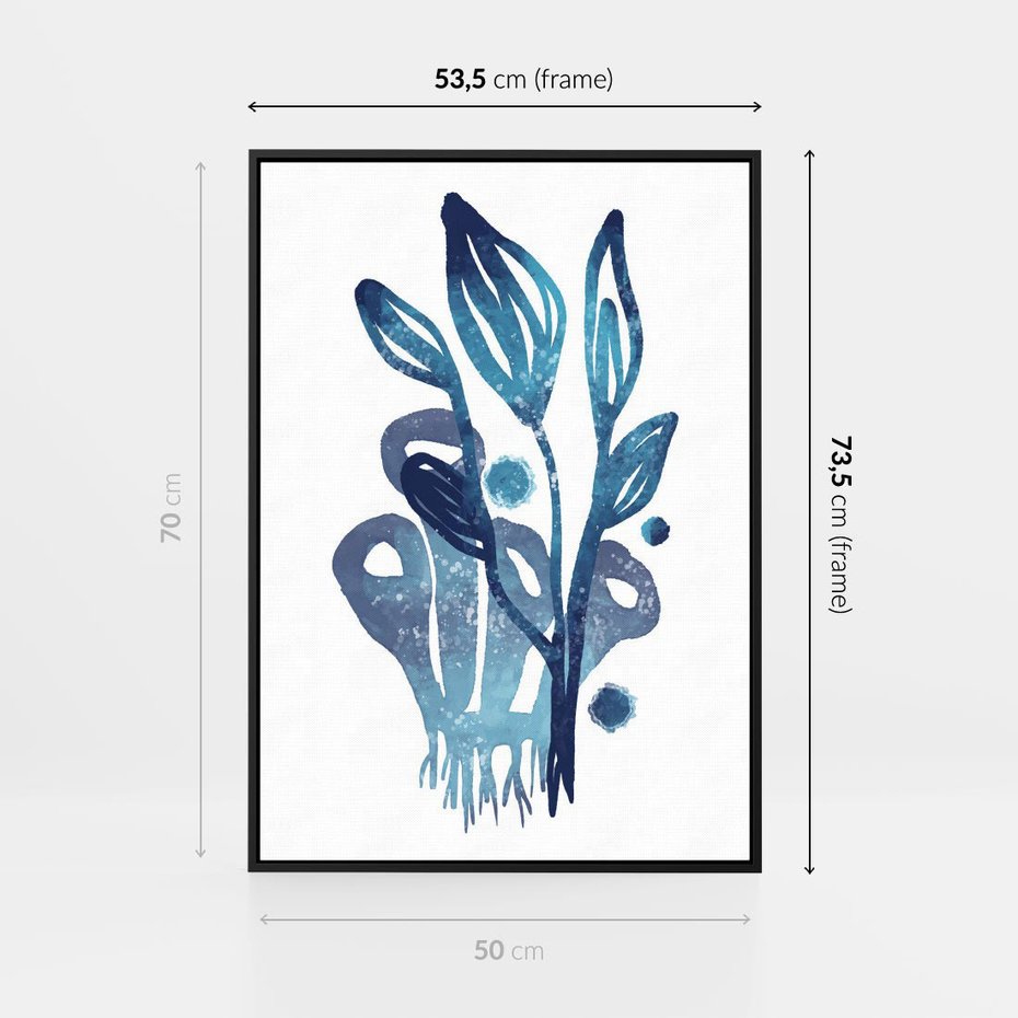 Obraz w ramie 50x70 - Akwarelowy Błękit - pastelowy, abstrakcyjny plakat - rama czarna