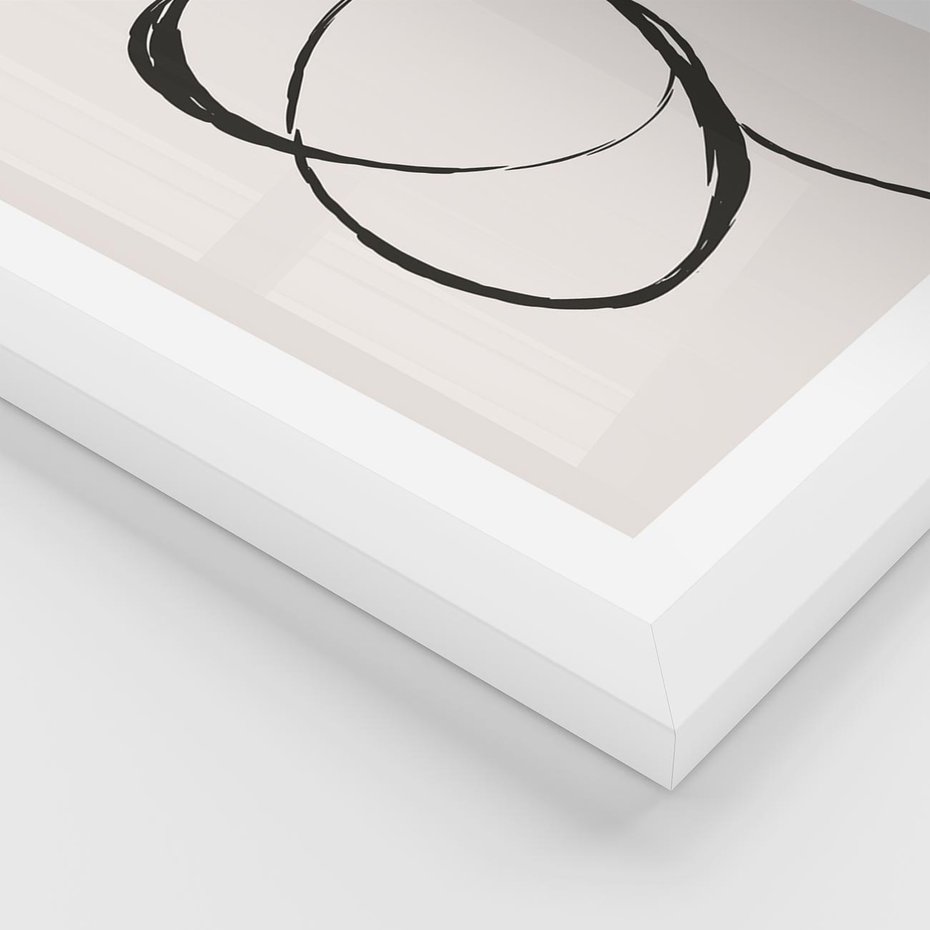 Plakat w ramie 40x50 - Modernistyczne Refleksje - abstrakcyjne szkicowane linie, minimalizm - rama biała